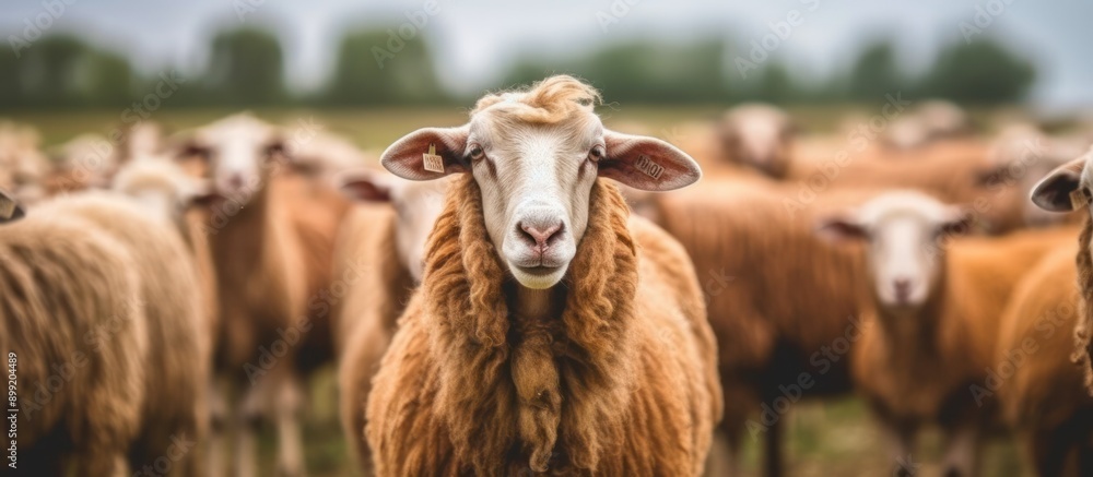 Sheep in the Field with a Curious Gaze Sheep in the Field with a Curious Gaze