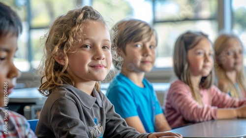 A closeup portrait of  cute kindergarten student