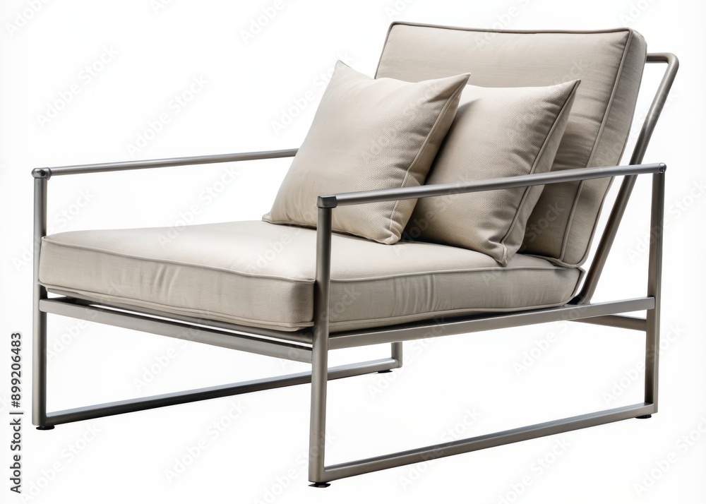 Modern outdoor lounge chair with sleek metal frame and comfortable cushion, isolated on a transparent background, perfect for relaxation and leisure activities. Modern outdoor lounge chair with sleek metal frame and comfortable cushion, isolated on a transparent background, perfect for relaxation and leisure activities.