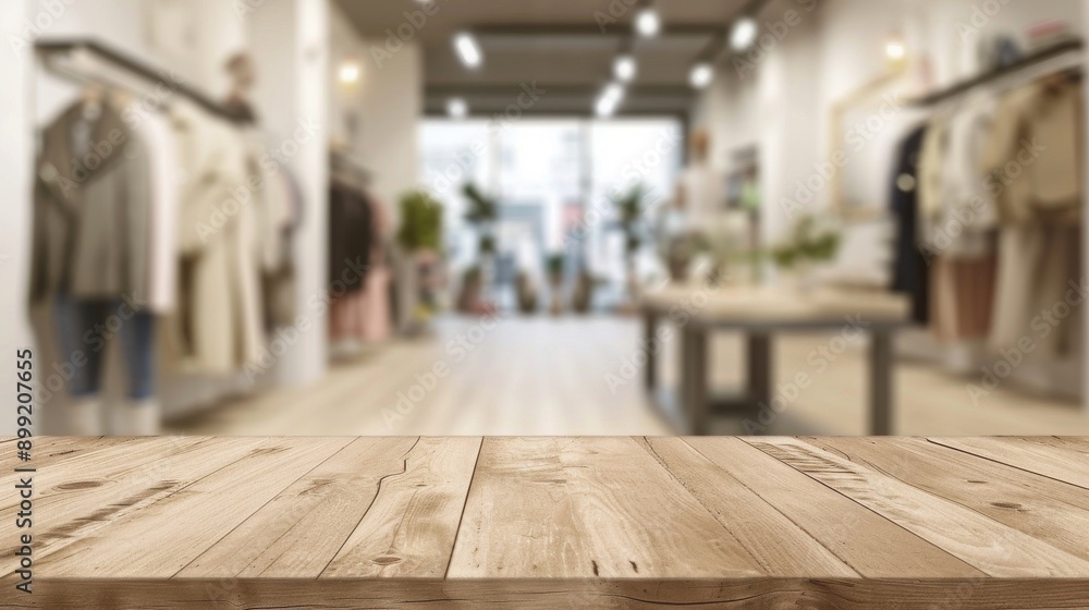 Wooden Table Display in a Fashion Store Wooden Table Display in a Fashion Store