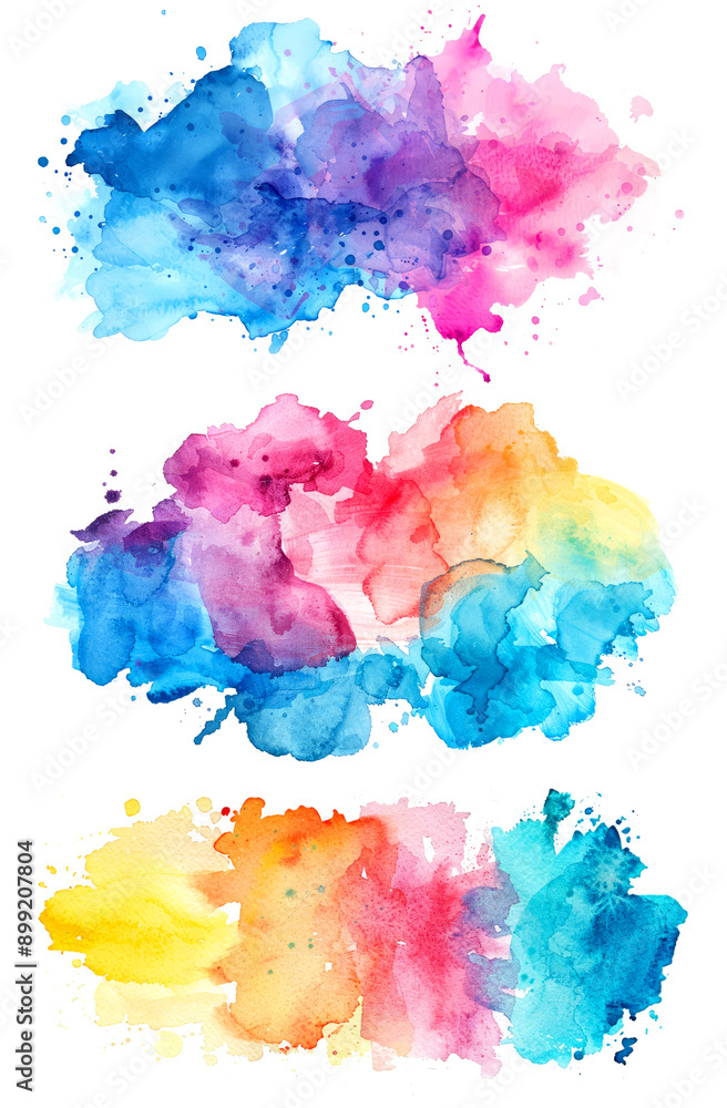 Obraz premium set of colorful vibrant paint splash texture png