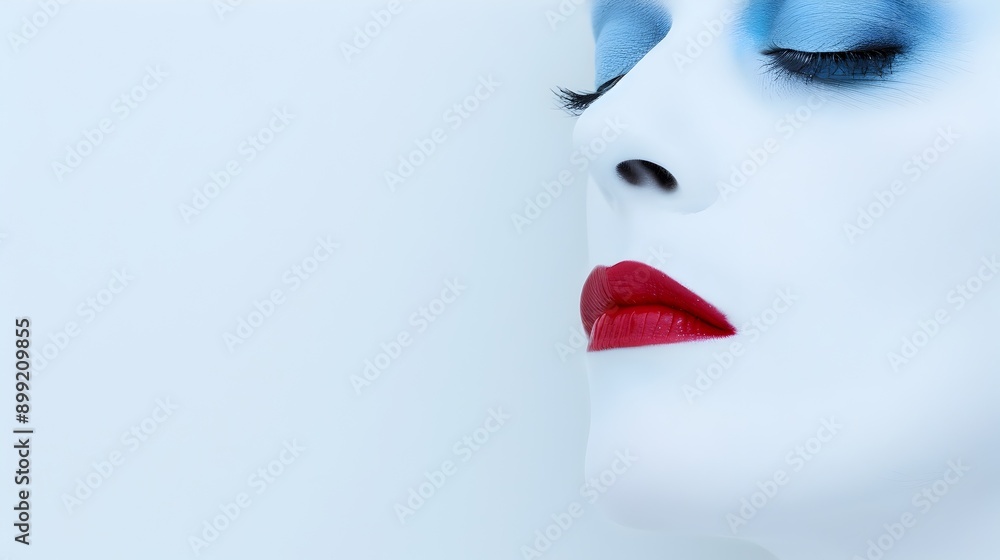 Captivating Close-Up Portrait of a Glamorous Model with Bold Makeup and Vibrant Lips Captivating Close-Up Portrait of a Glamorous Model with Bold Makeup and Vibrant Lips