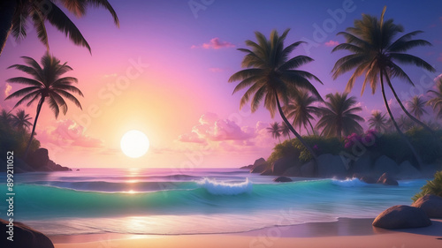 Palm Trees Silhouetted Against the Sunset