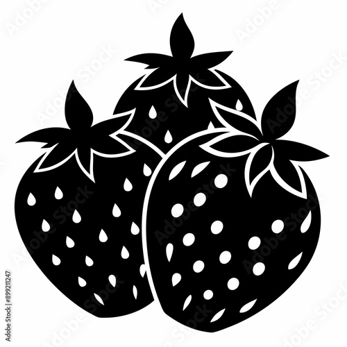 strawberries black silhouette