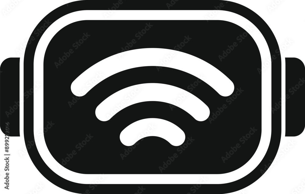 Icon of vr glasses showing the wifi connection symbol, representing the concept of virtual reality Icon of vr glasses showing the wifi connection symbol, representing the concept of virtual reality