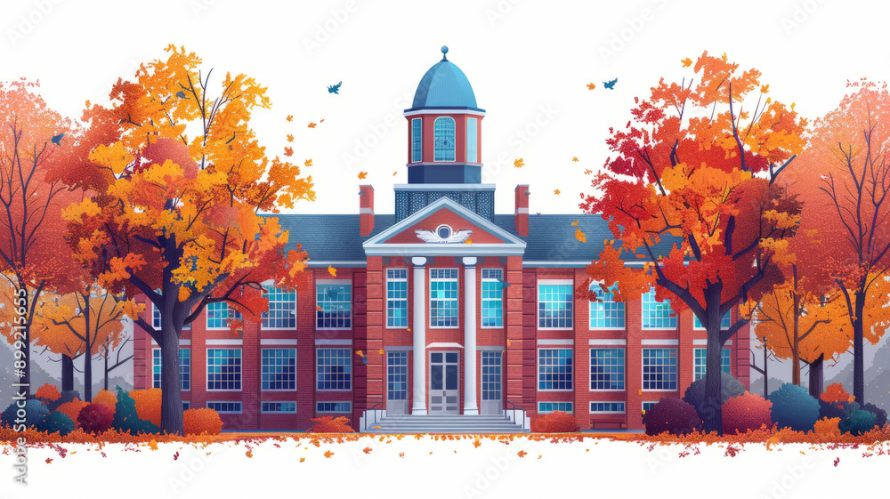 Obraz premium University, school. University vector flat illustration. Modern school.generative ai