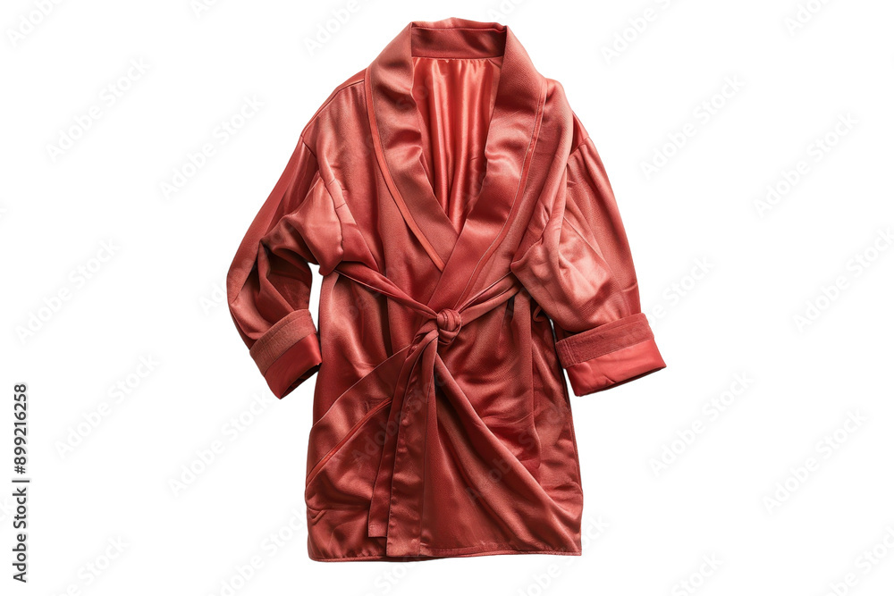 A Luxurious Coral Satin Robe Ready For Relaxation A Luxurious Coral Satin Robe Ready For Relaxation