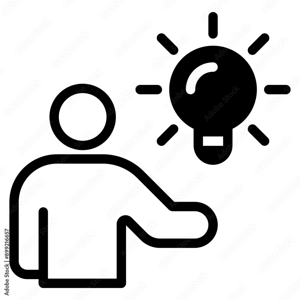 creative solution icon, man found idea, eureka, person holding light bulb. creative solution icon, man found idea, eureka, person holding light bulb.