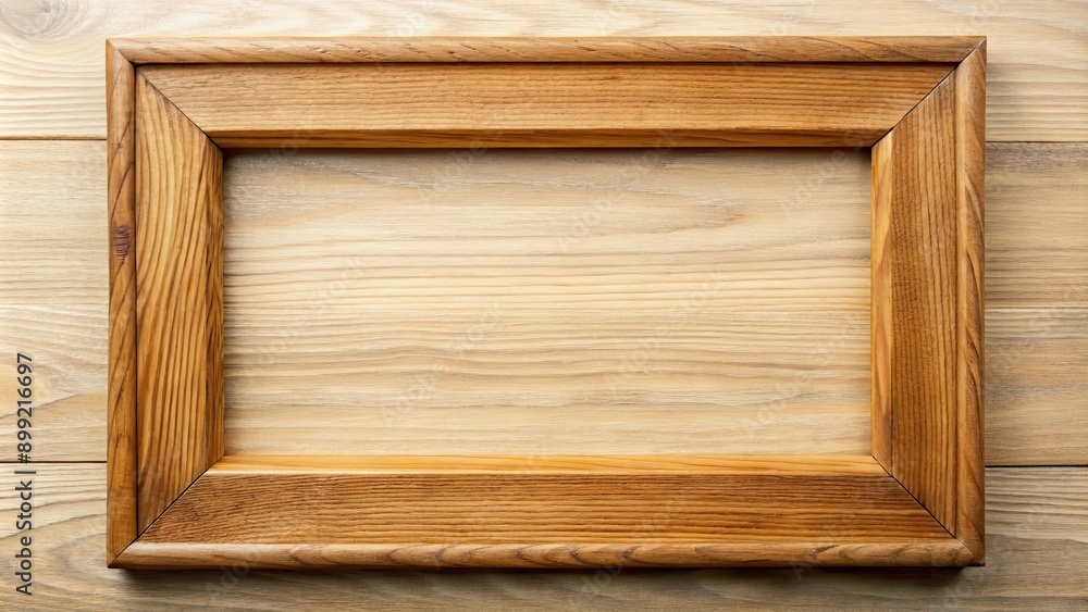 Fototapeta premium Frame on a piece of wood , stock photo, rustic, decorative, vintage, design, home decor, artwork, empty, space, background