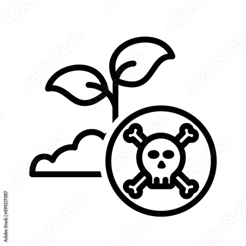 Vector black line icon for Herbicides