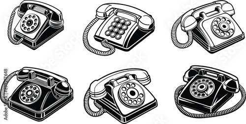 Land phone sets silhouette