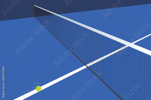 padel tennis court and a ball on the line. Padel background design vector