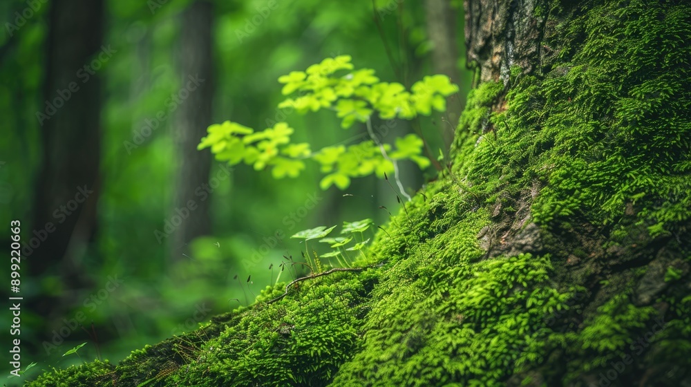moss growing on a tree trunk in the forest moss growing on a tree trunk in the forest