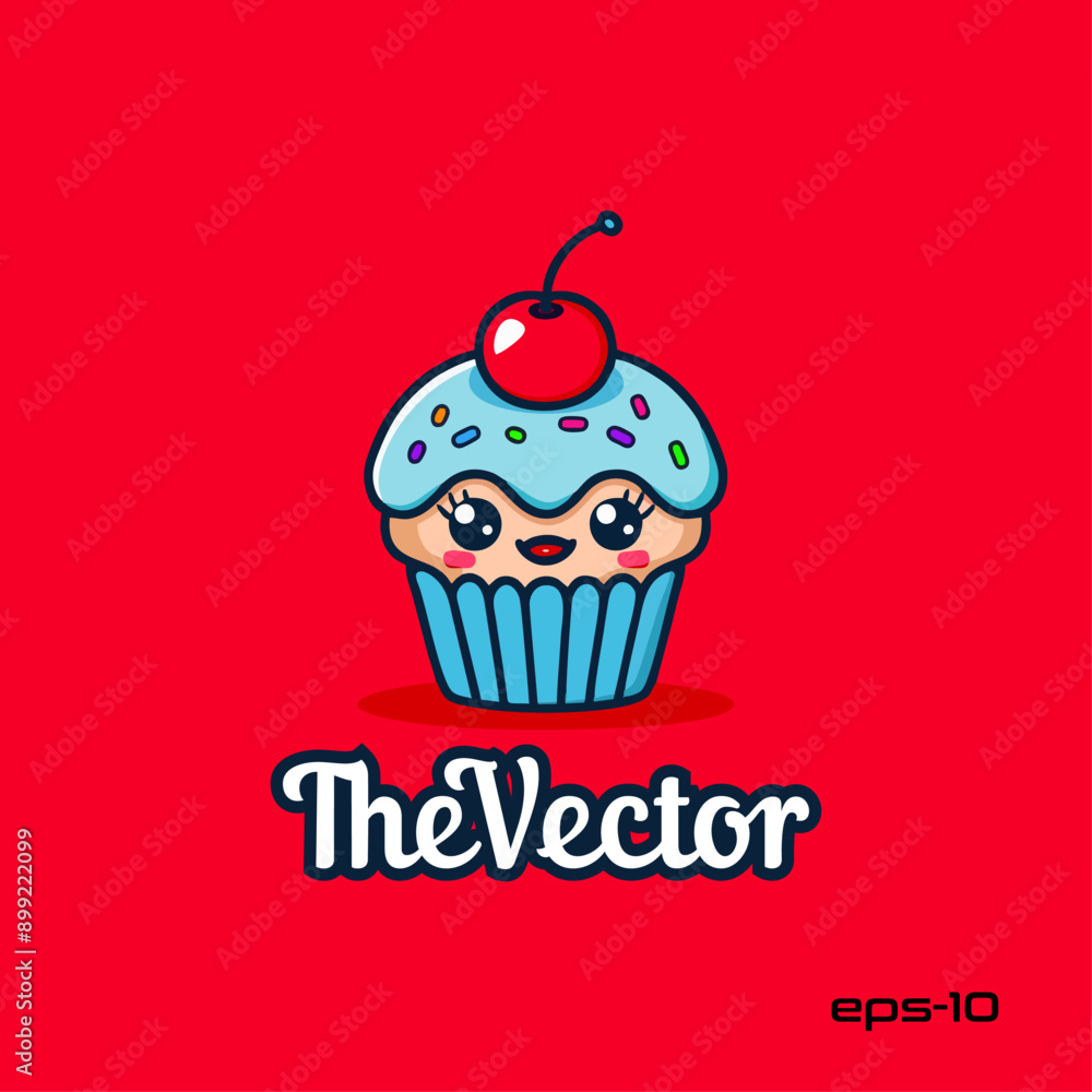 Cute cupcake logo, vector, mascot, character, cartoon, illustration Cute cupcake logo, vector, mascot, character, cartoon, illustration