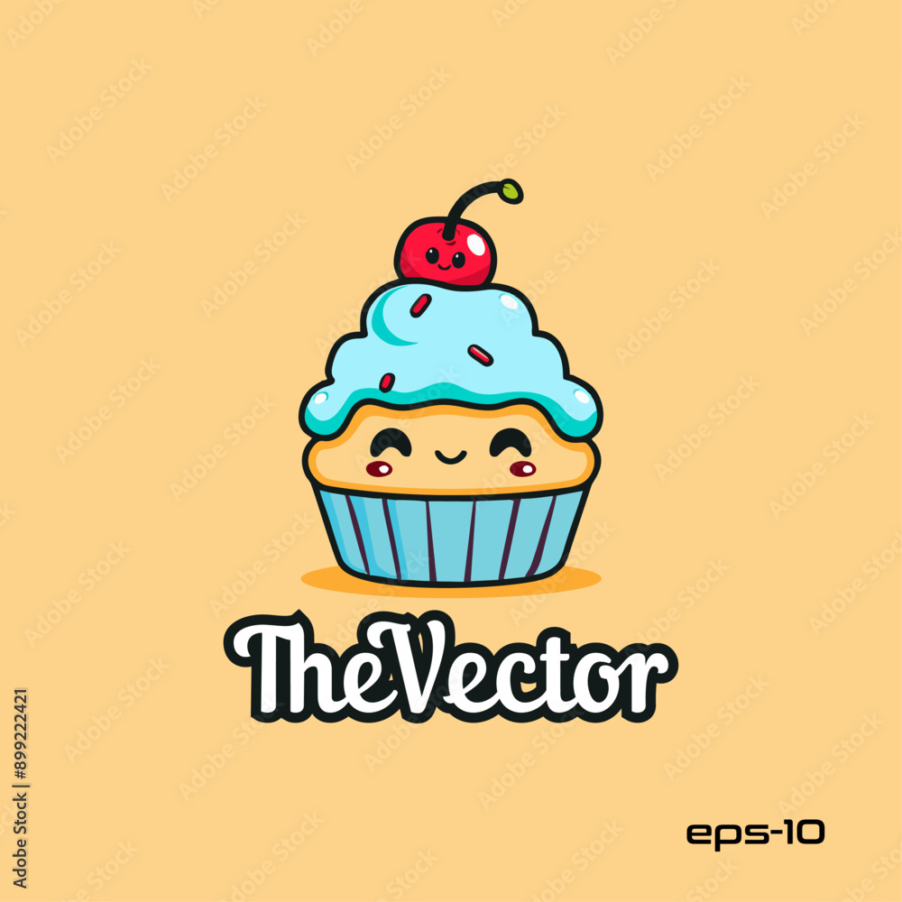 Cute cupcake logo, vector, mascot, character, cartoon, illustration Cute cupcake logo, vector, mascot, character, cartoon, illustration