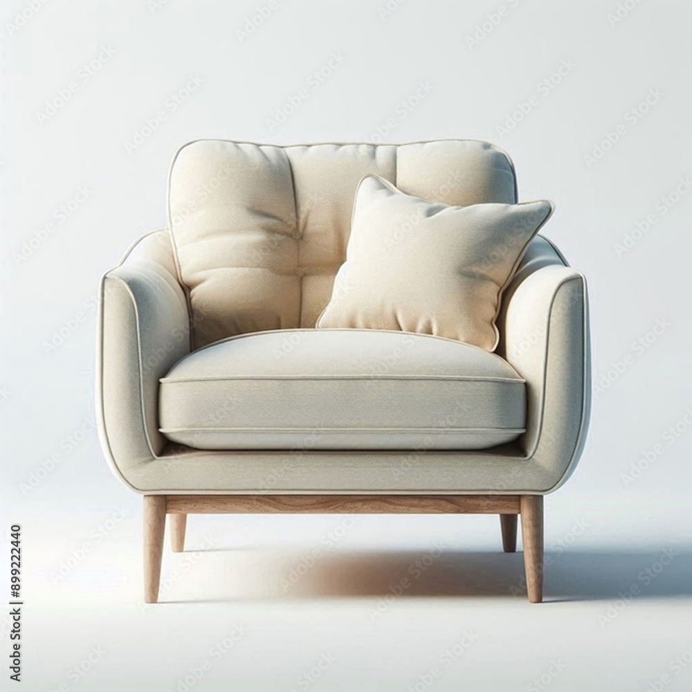 Fototapeta premium Soft leather chair modern design on white background. AI generated.