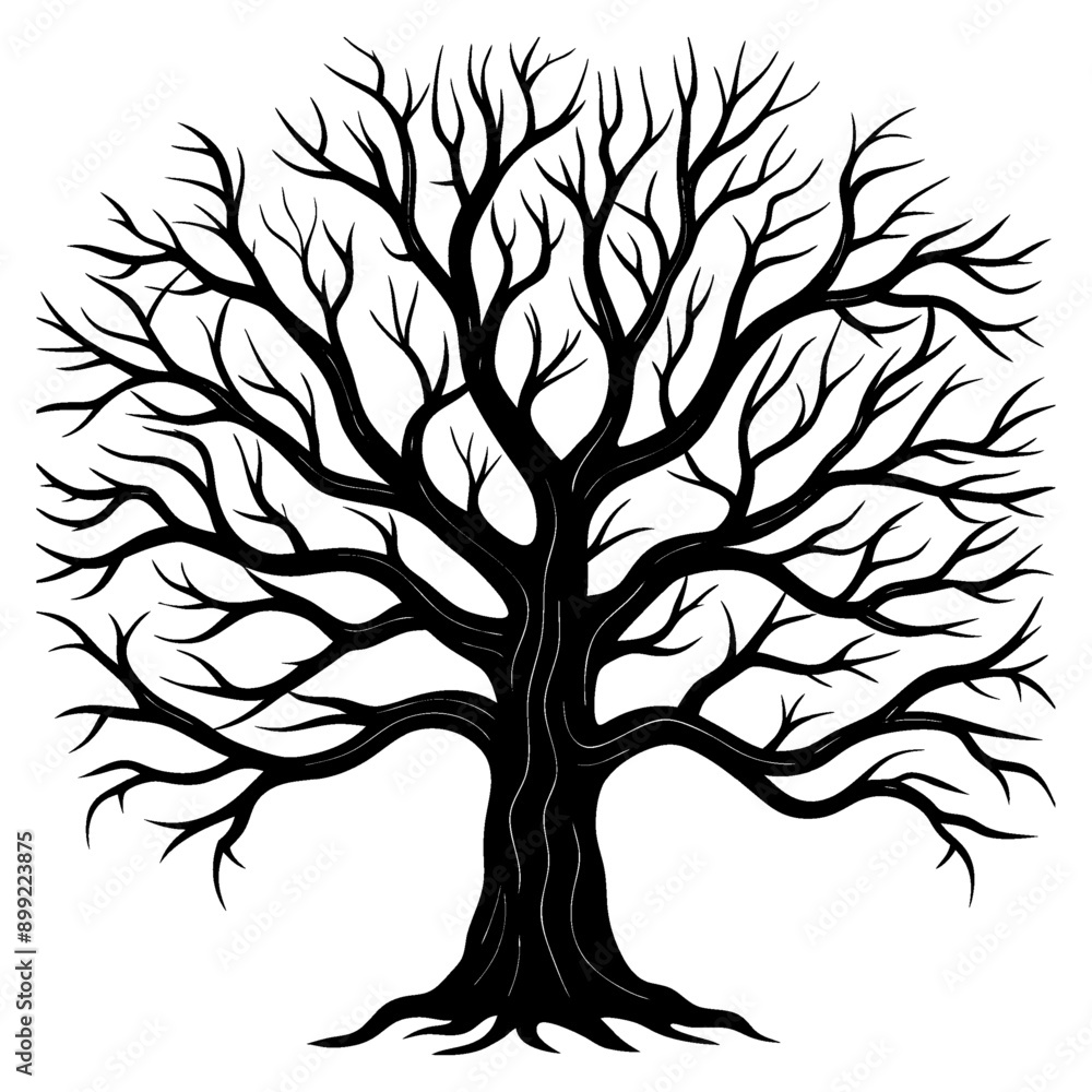 Obraz premium Bare-branched winter trees Silhouette graphic in vector format.