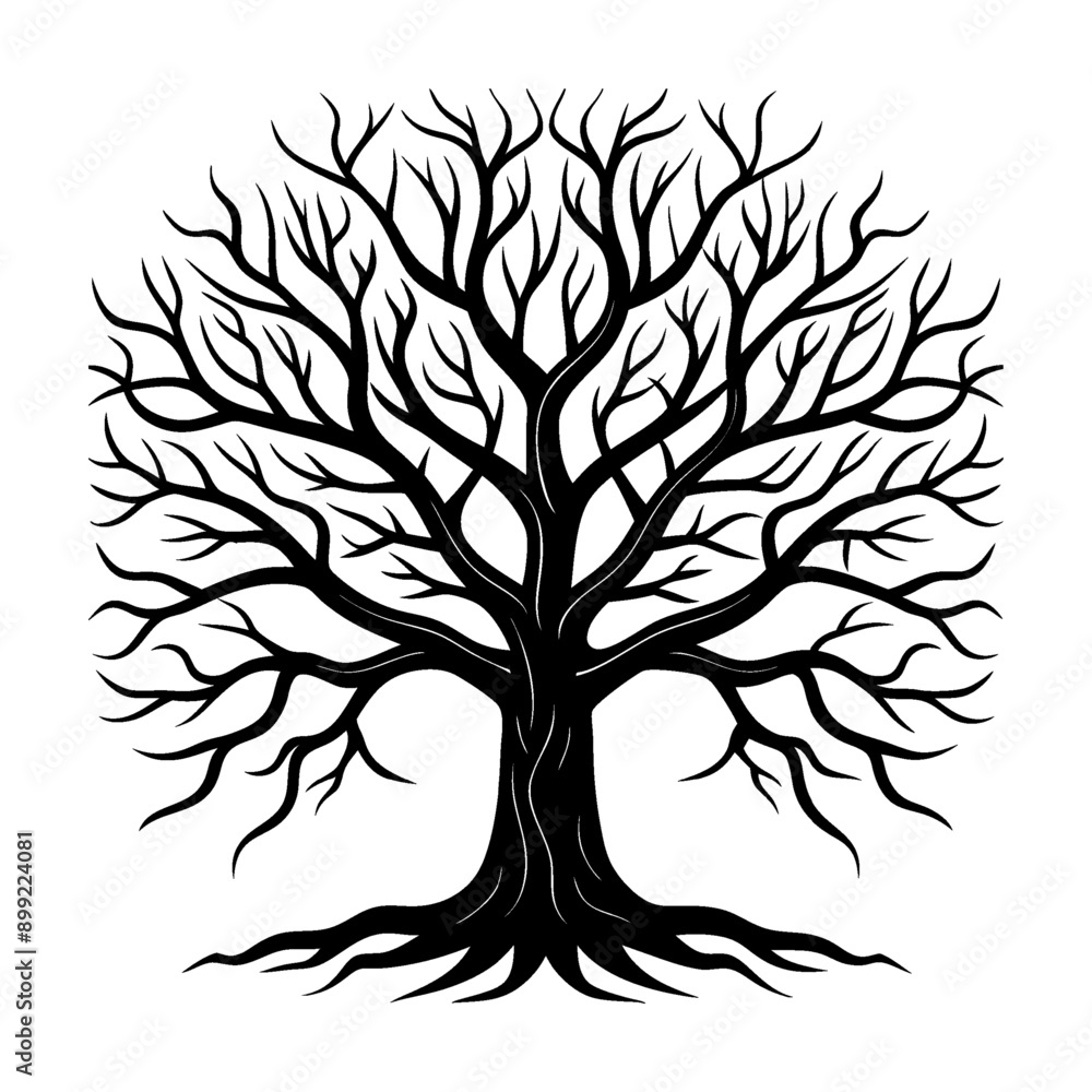 Obraz premium Bare-branched winter trees Silhouette graphic in vector format.