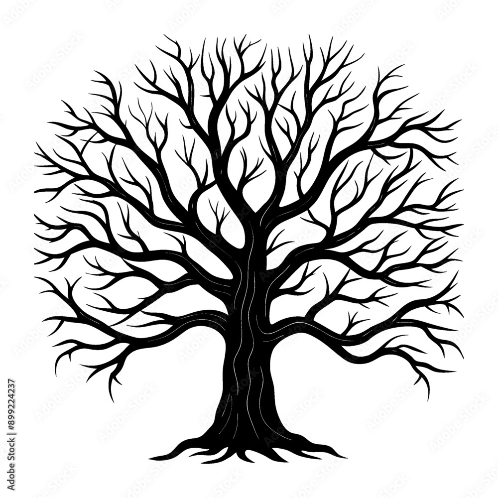 Obraz premium Bare-branched winter trees Silhouette graphic in vector format.