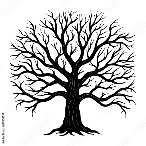Bare-branched winter trees Silhouette graphic in vector format.