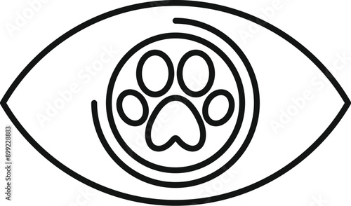 Eye containing a dog paw print, suggesting a focus on pet care and well being