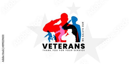 Veterans day poster. Veteran's day illustration with american flag, 11th November, Vector illustration