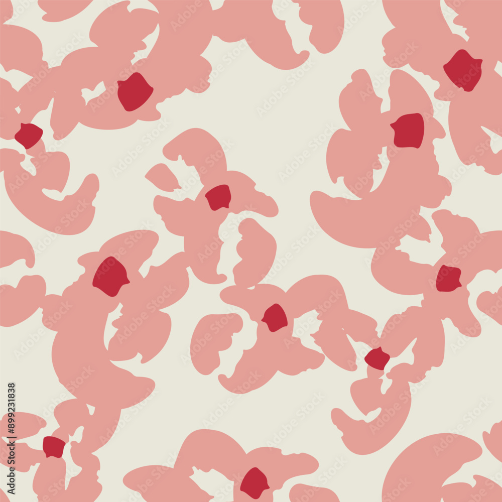 Naklejka premium Stylish seamless pattern with abstract pink flowers. Vector square background, illustration, print, design