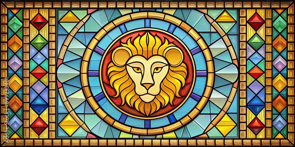 Stained glass style graphic of Leo zodiac sign symbol , astrology, horoscope, stained glass, lion, zodiac Stained glass style graphic of Leo zodiac sign symbol , astrology, horoscope, stained glass, lion, zodiac