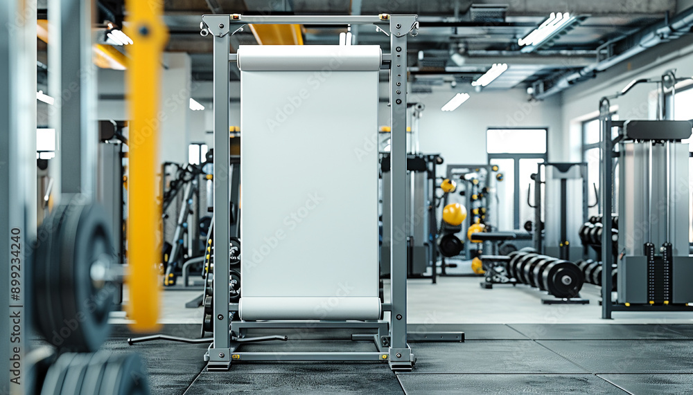 Fototapeta premium Home gym modern cardio machines with empty frame