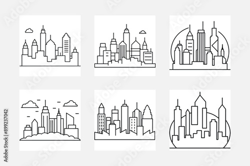 Vibrant Skyline Line Art Sets for Kids Coloring Joy

