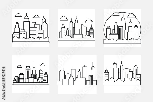 Fun Skyline Line Art for Kids Coloring Activities
