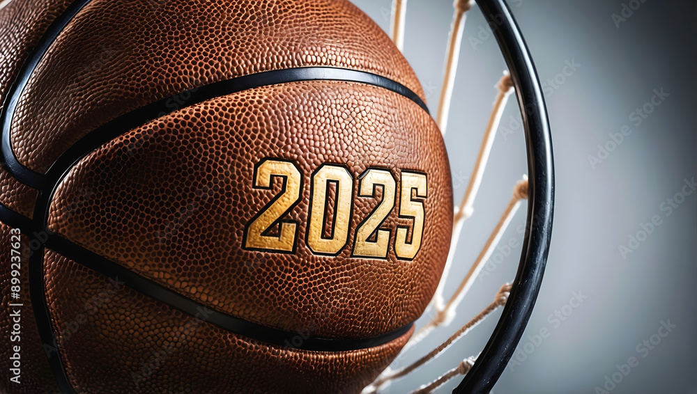 happy new 2025 year basketball themed, basket ball background, sport concept, festive template, numbers