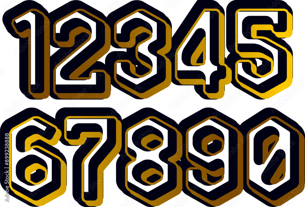 3D set number, Vector set of number, gradient number 3D set number, Vector set of number, gradient number