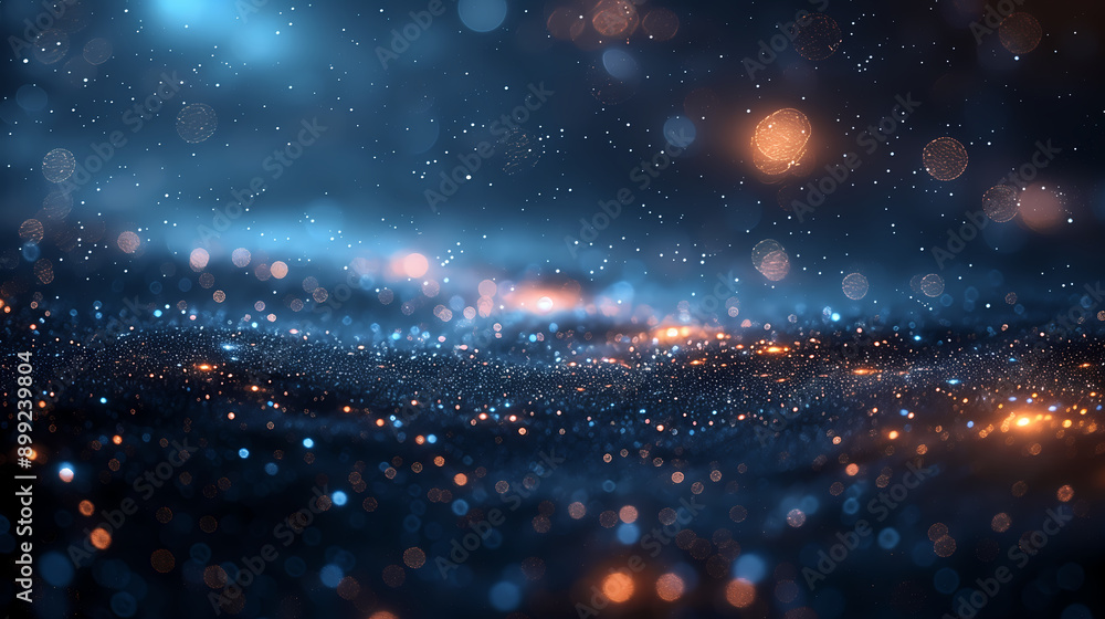Obraz premium Blue Space Filled with Stars, Bokeh, and Particle Lighting in Digital Art