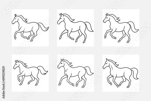 Fun and Easy Horse Line Art for Kids Illustrations
 photo