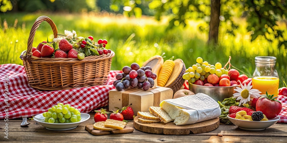 A rustic picnic with a variety of fresh fruits and cheese, picnic, outdoor, nature, countryside, farm, rustic, organic, healthy A rustic picnic with a variety of fresh fruits and cheese, picnic, outdoor, nature, countryside, farm, rustic, organic, healthy