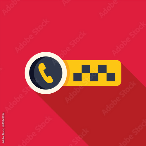 Yellow phone icon and taxi sign representing calling a taxi
