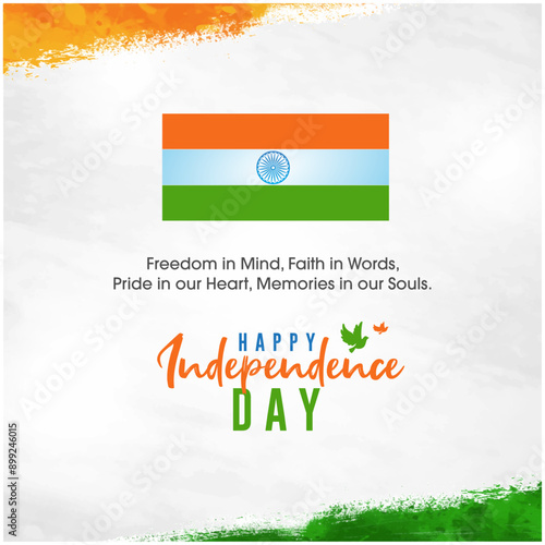 August 15 India,  Happy Independence Day Greetings, Wishes Post Template Vector