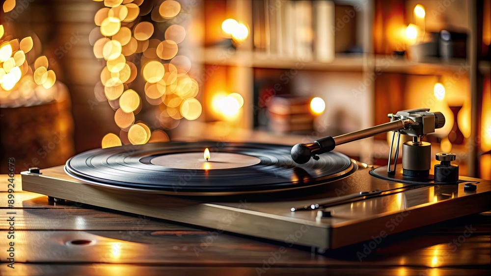 Vinyl record spinning on turntable in cozy setting with warm lighting , vintage, music, nostalgia, retro, old school, vinyl Vinyl record spinning on turntable in cozy setting with warm lighting , vintage, music, nostalgia, retro, old school, vinyl