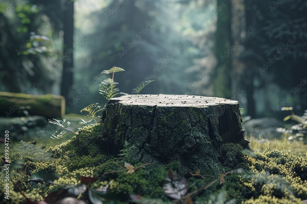 Obraz premium ai generative tree stump in the forest