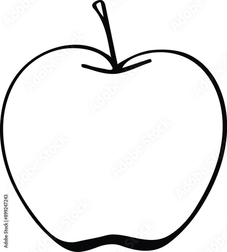 Apple Outline Style Silhouette Vector