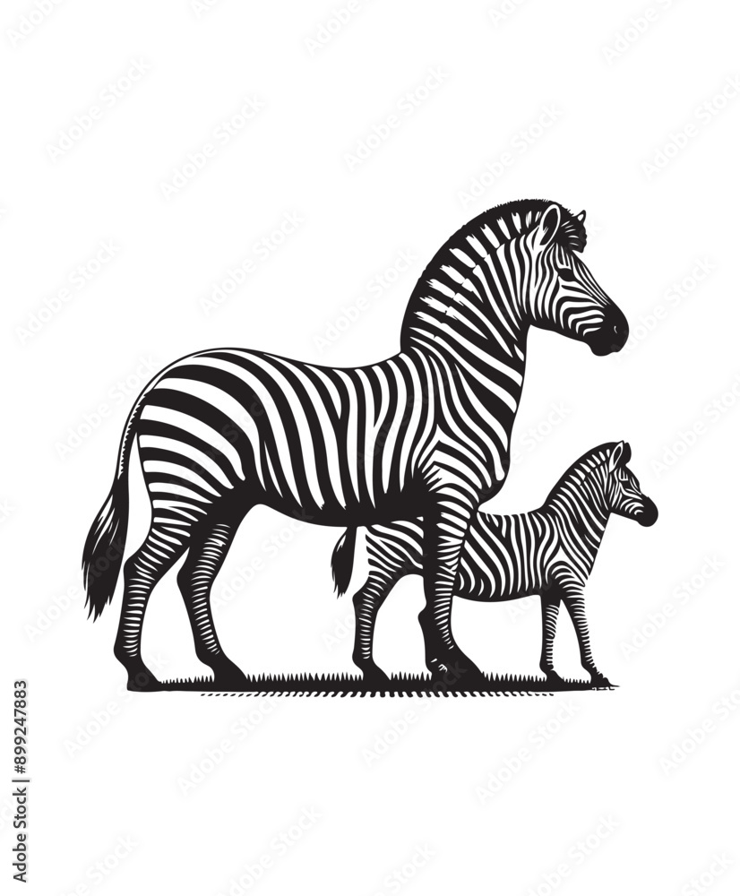 Obraz premium zebra vector art,graphics zebras icons set,vintage illustration zebra clipart,vector zebras flat style artwork design