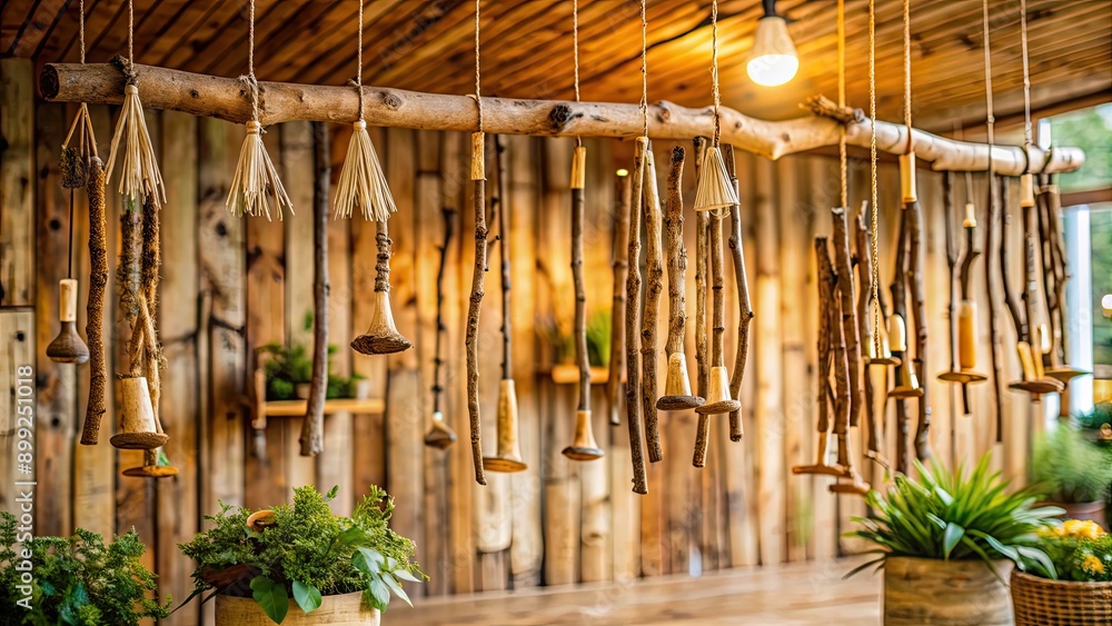 Decor featuring hanging sticks for natural and rustic interior design , wood, branches, decoration, organic Decor featuring hanging sticks for natural and rustic interior design , wood, branches, decoration, organic