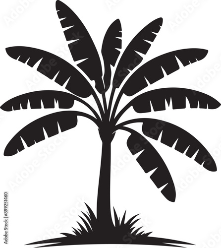 banana tree silhouette logo design. banana tree icon silhouette, vector image. banana palm tree  of simple vector stencil design