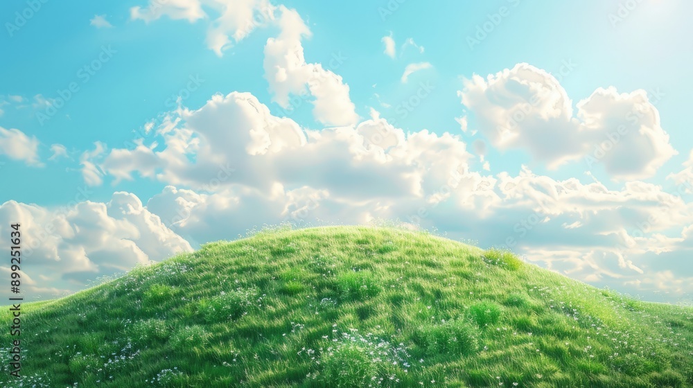 Vector Rounded Hill Rounded hill with barely visible grass, light blue sky with white ...