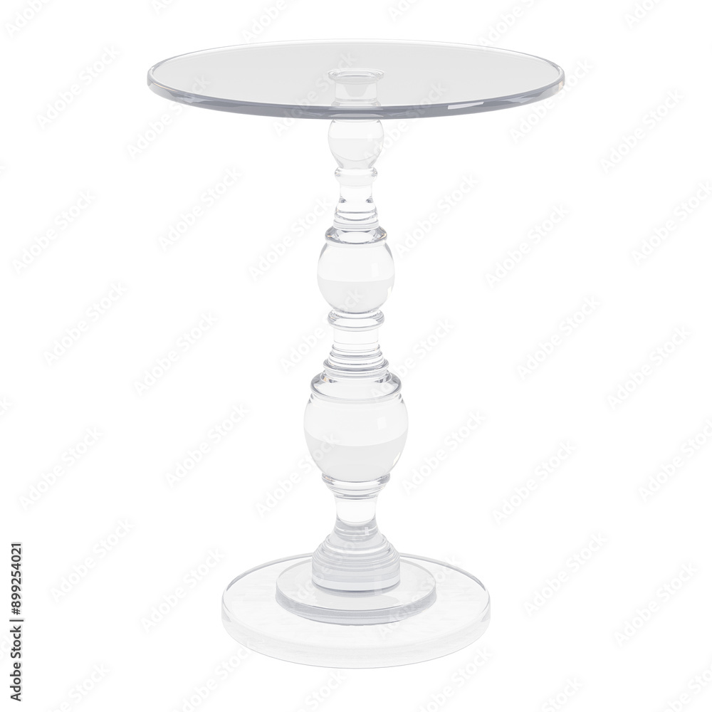 A clear table with a white base and a white top A clear table with a white base and a white top