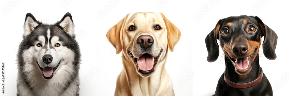 husky, Labrador, dachshund isolated white background. Generated Ai husky, Labrador, dachshund isolated white background. Generated Ai