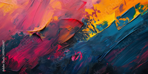 Abstract art background featuring hand drawn gouache painting. Showcases vibrant color textures and fluid strokes.
