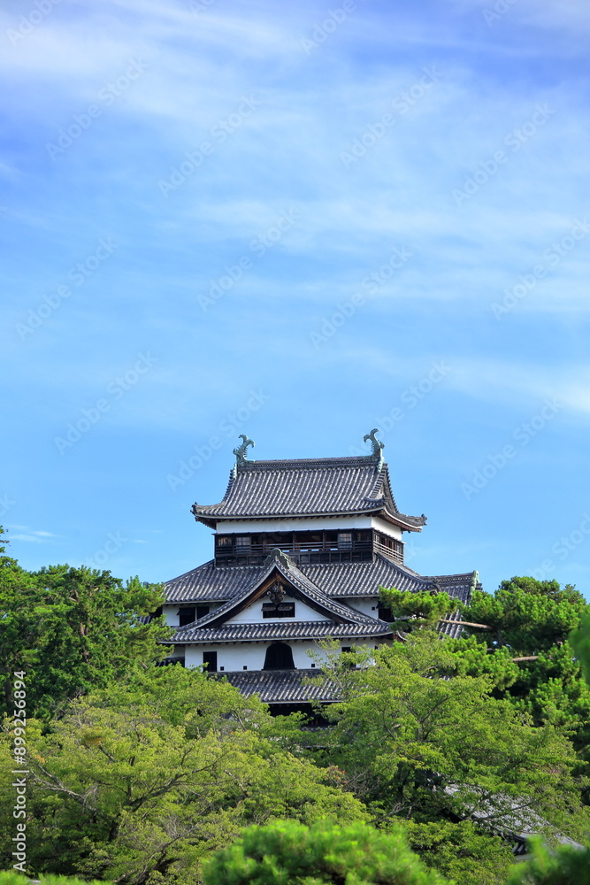 島根県にある青空が広がる夏の松江城 島根県にある青空が広がる夏の松江城
