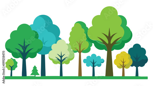 flat vector trees set illustration 